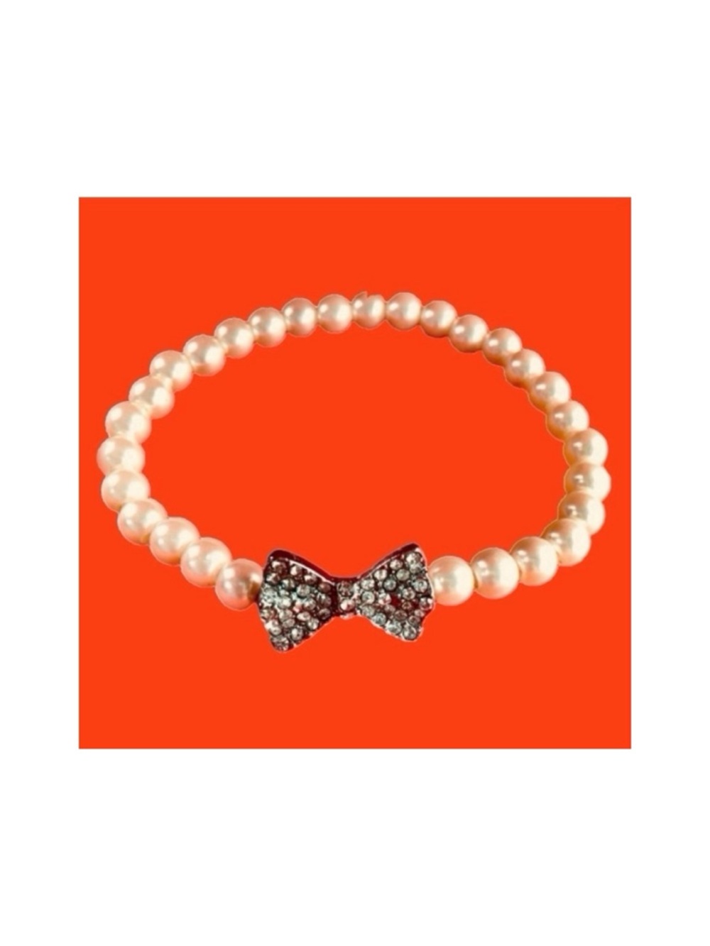 Pearl and Rhinestone Bow Stretch Bracelet